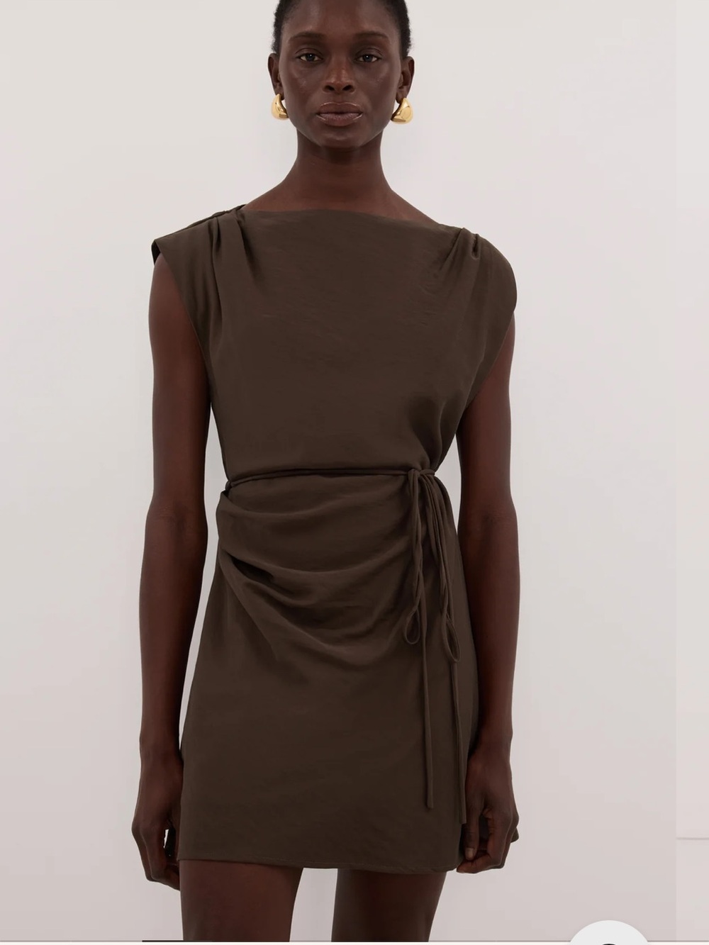 DISSH Marmo Chocolate Draped Mini Dress US4